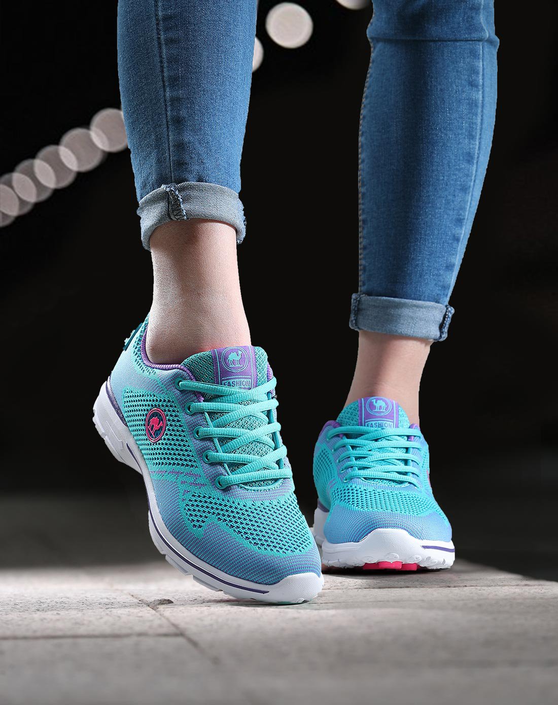 骆驼牌网纱透气 女运动鞋女跑步鞋 耐磨缓震休闲女鞋