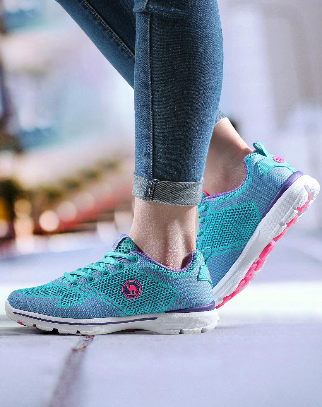 骆驼牌网纱透气 女运动鞋女跑步鞋 耐磨缓震休闲女鞋