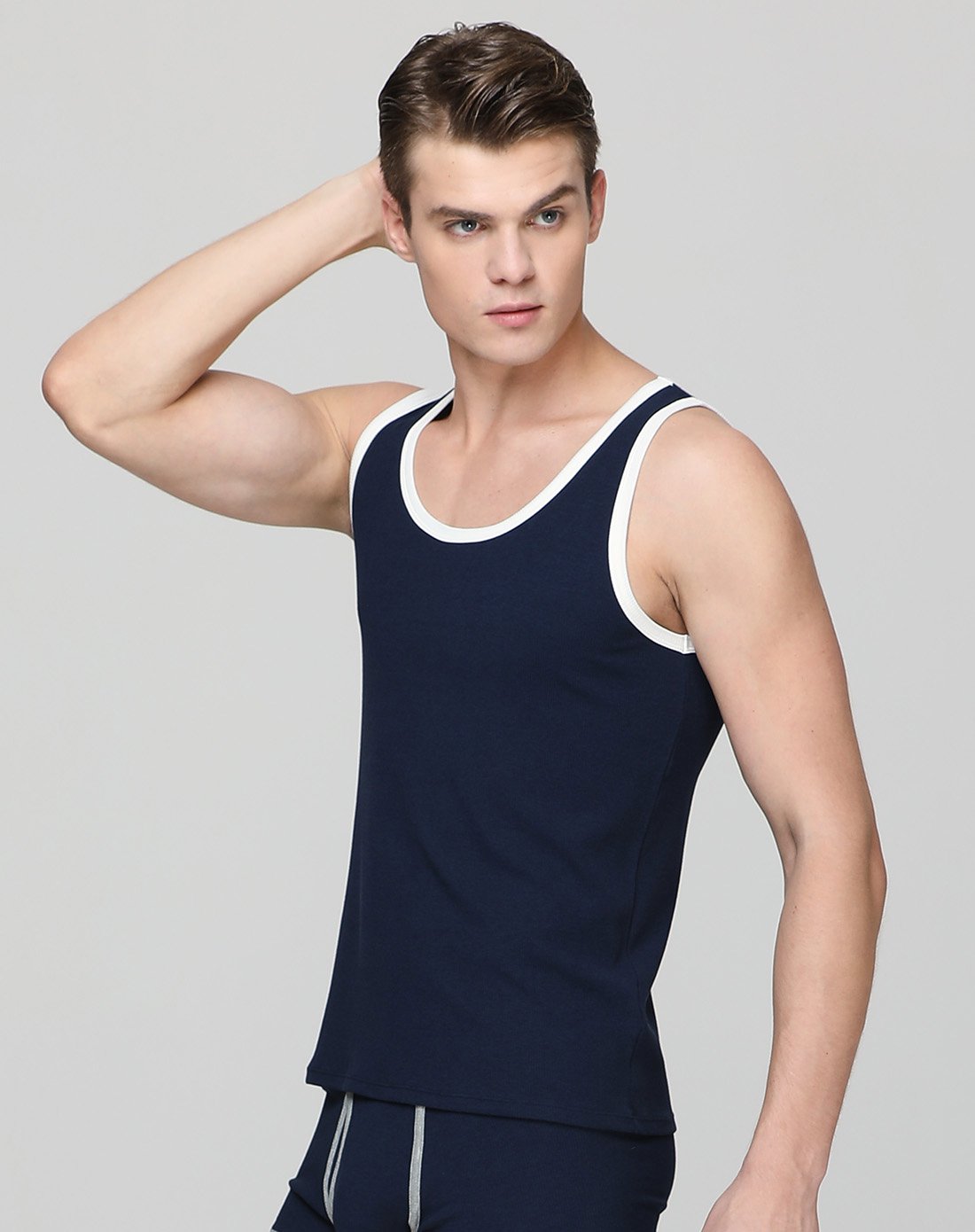 dv奥地利莫代尔棉质罗纹运动汗衫男士打底背心