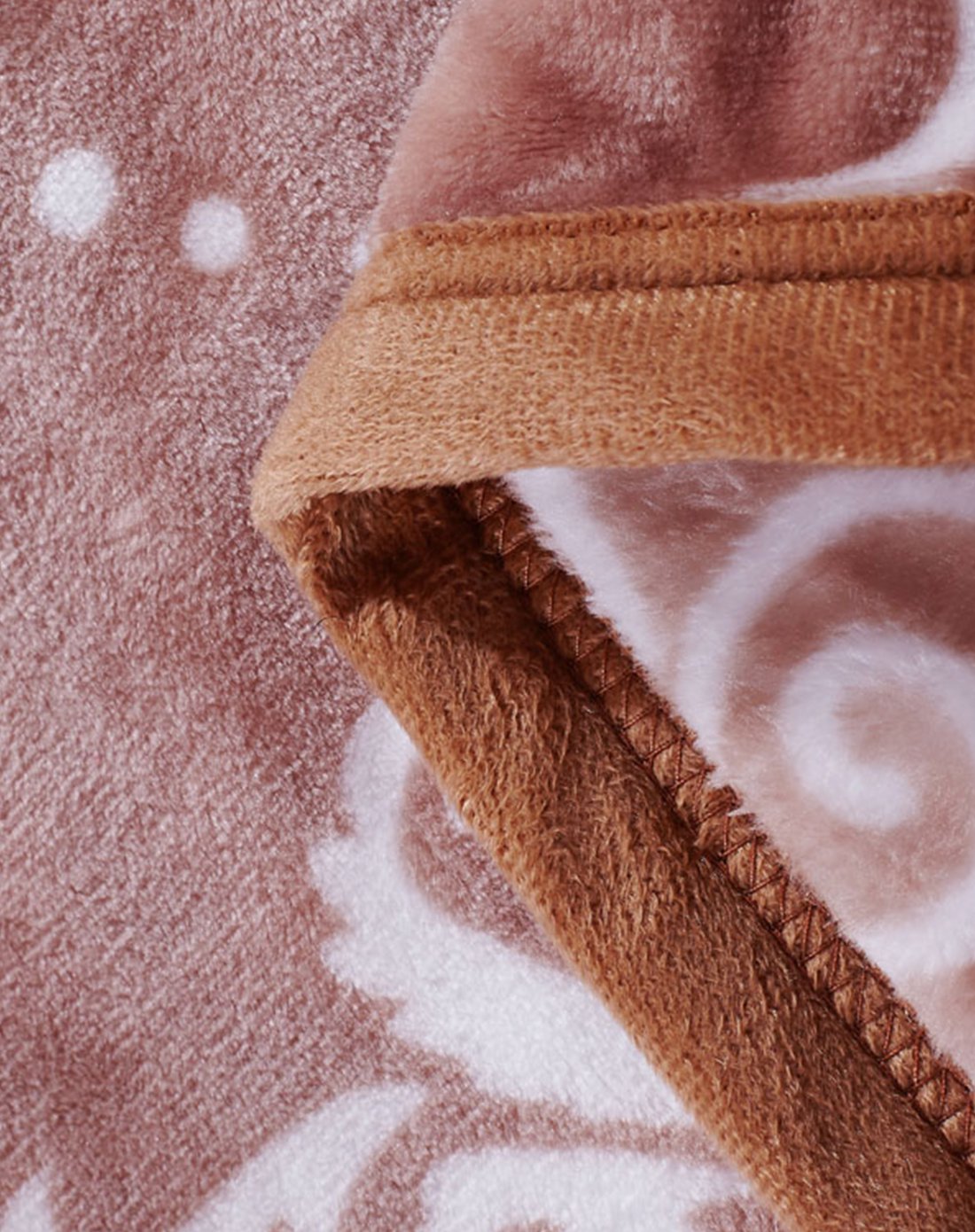 加厚云貂绒包边毛毯-欧式风情咖