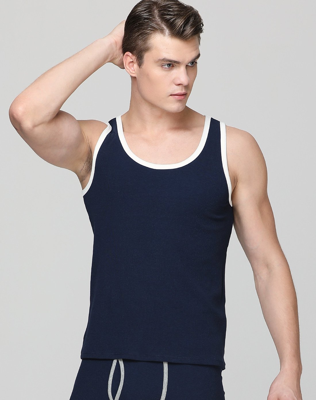 dv奥地利莫代尔棉质罗纹运动汗衫男士打底背心