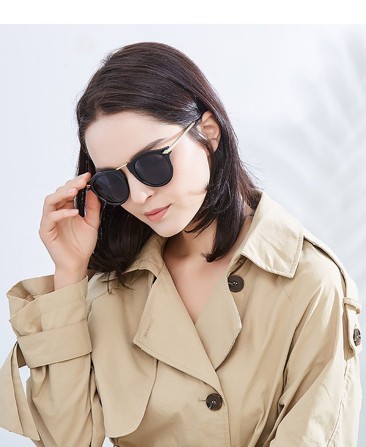 elegant 女士潮流墨镜 明星同款潮人太阳镜 欧美复古大框圆女式太阳