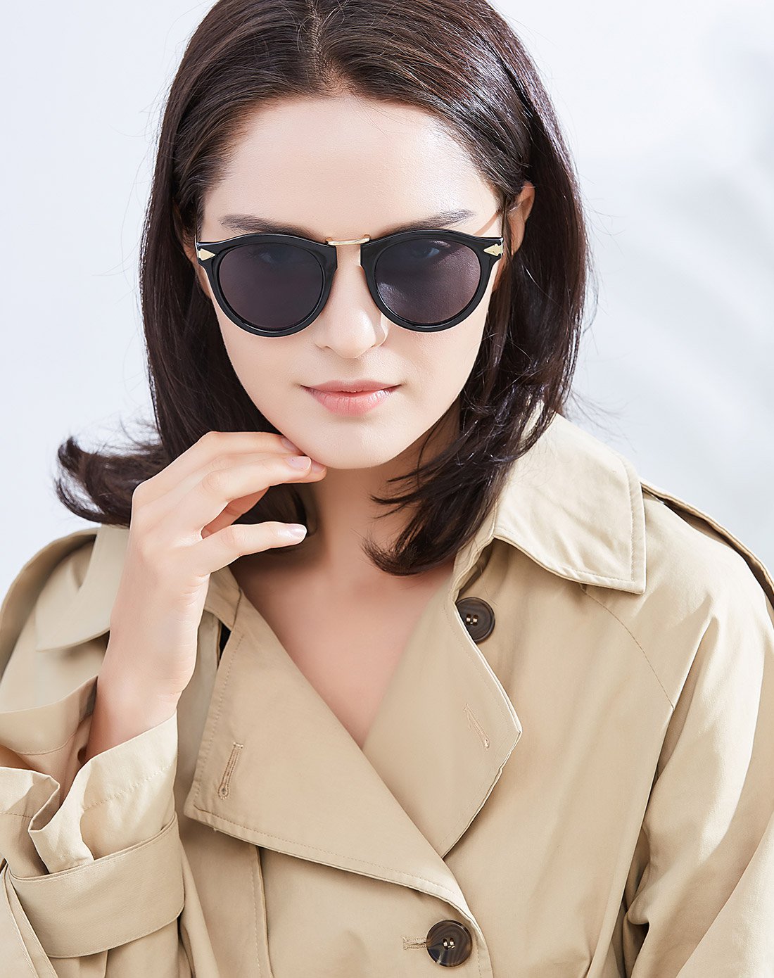 elegant 女士潮流墨镜 明星同款潮人太阳镜 欧美复古大框圆女式太阳