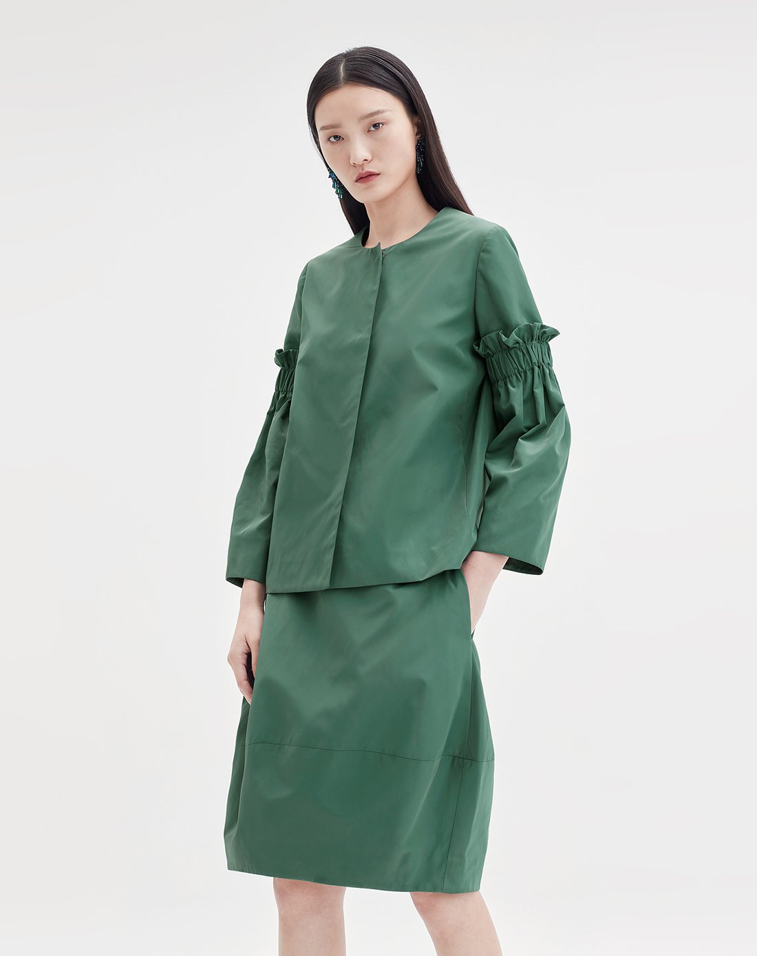 ovv女装官方旗舰店ovv女装2018春夏新品优雅圆领夹克外套女gwjaj18007