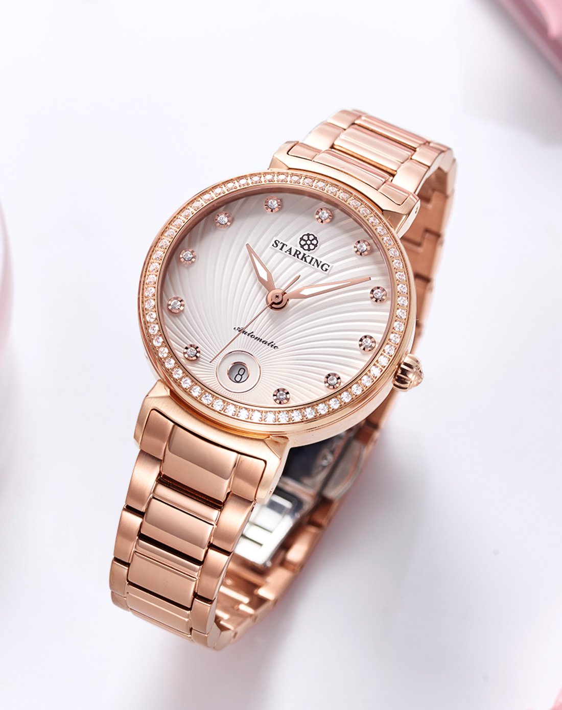 星皇手表时尚潮流机械表防水简约镂空镶钻女表