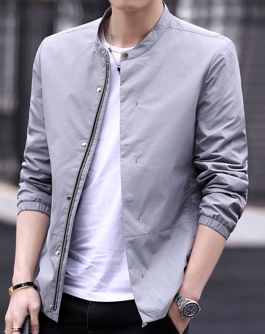 百郡爵baijunjue2018春季酷感有型时尚百搭男士夹克男士休闲外套男士