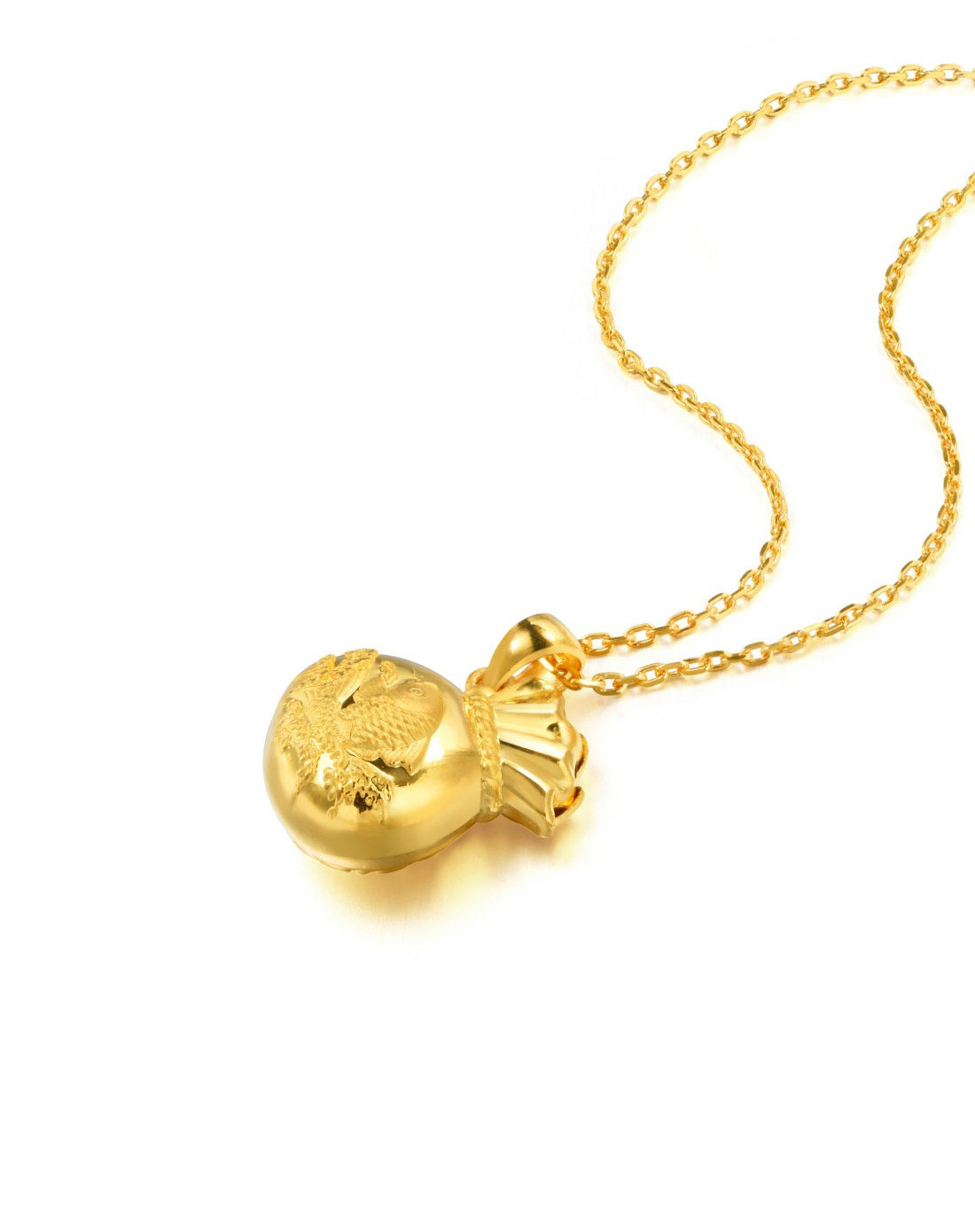 周生生黄金(足金)鲤鱼福字钱袋吊坠(不含项链) 计价