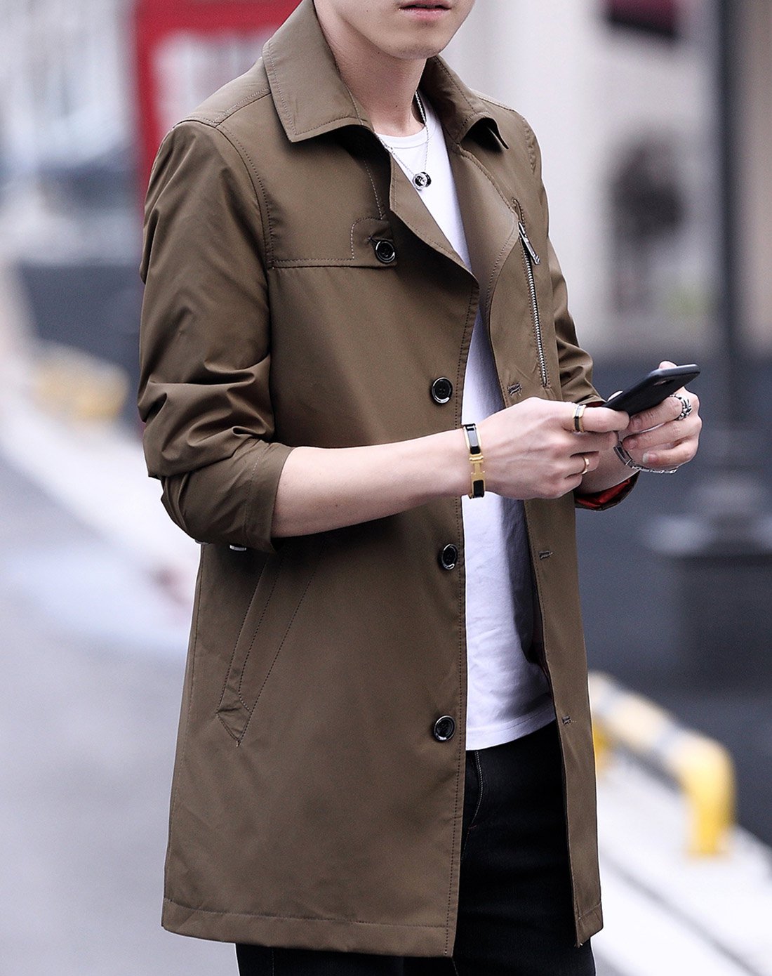 春秋装日常简约休闲男士风衣