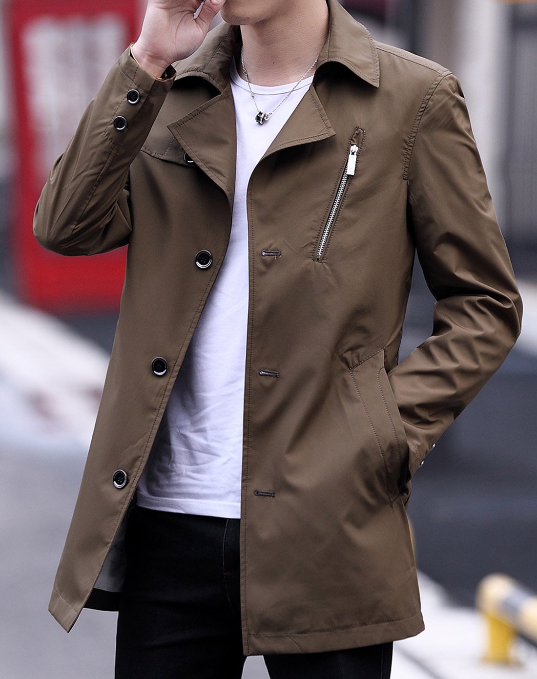 春秋装日常简约休闲男士风衣