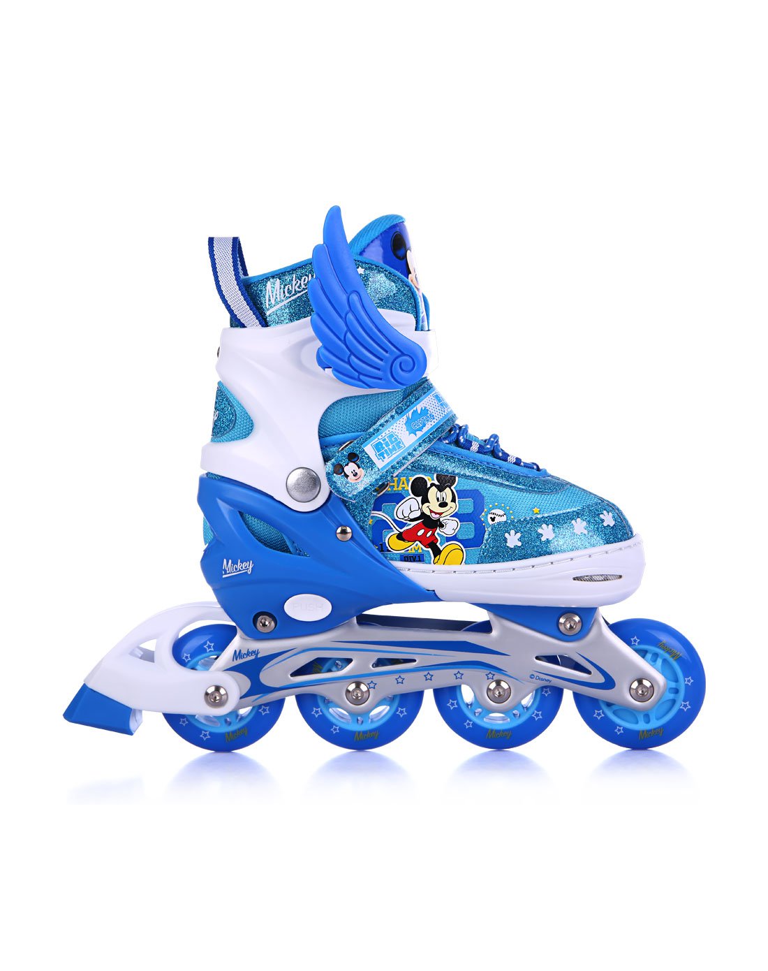 迪士尼儿童轮滑鞋男女孩溜冰鞋单闪轮可调节脚长多彩刀架 送7件护具 5