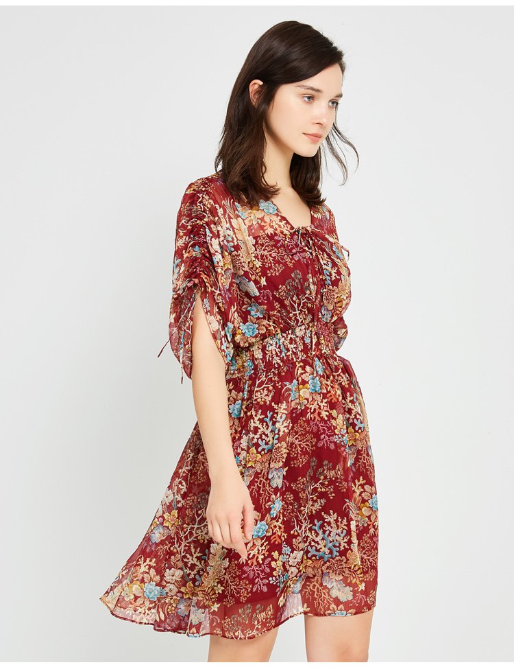 郁香菲收腰显瘦碎花连衣裙1972462105_唯品会