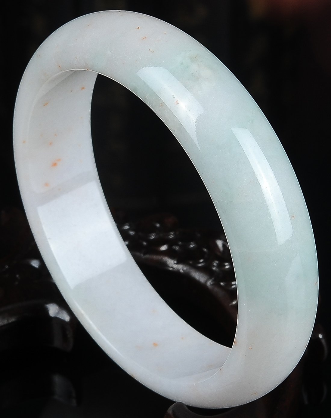 【直降】58mma货翡翠浅绿冰糯种圆镯玉镯/翡翠手镯 附证书