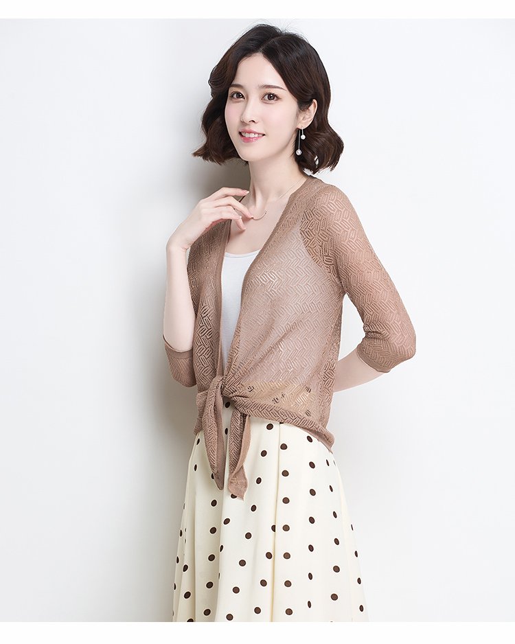 2019夏季新款女装针织开衫飘逸轻薄短款镂空冰丝防晒外搭衣服
