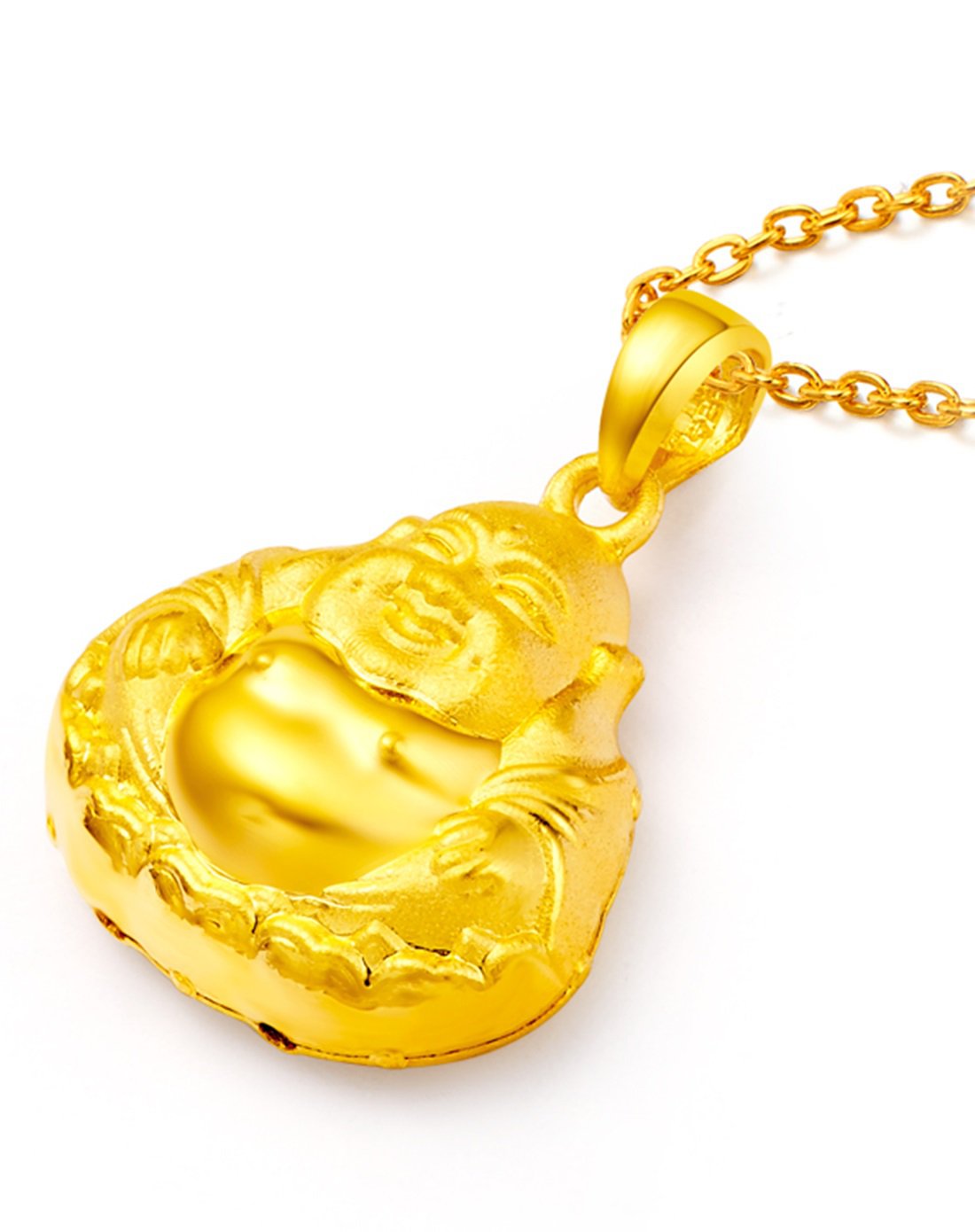 周大福 笑口常开 弥勒佛公 足金黄金吊坠