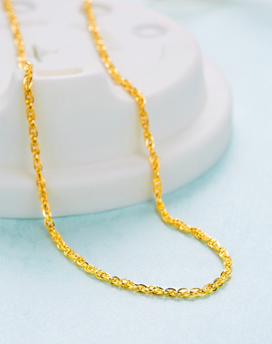 周大福 水波纹 足金黄金项链