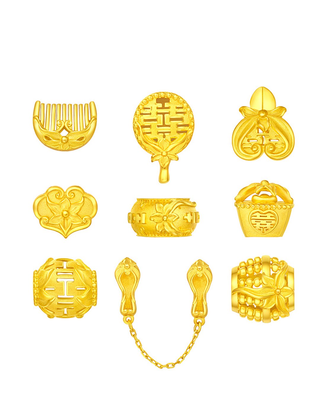 周大福 花月佳期 婚庆九宝 黄金手镯套装