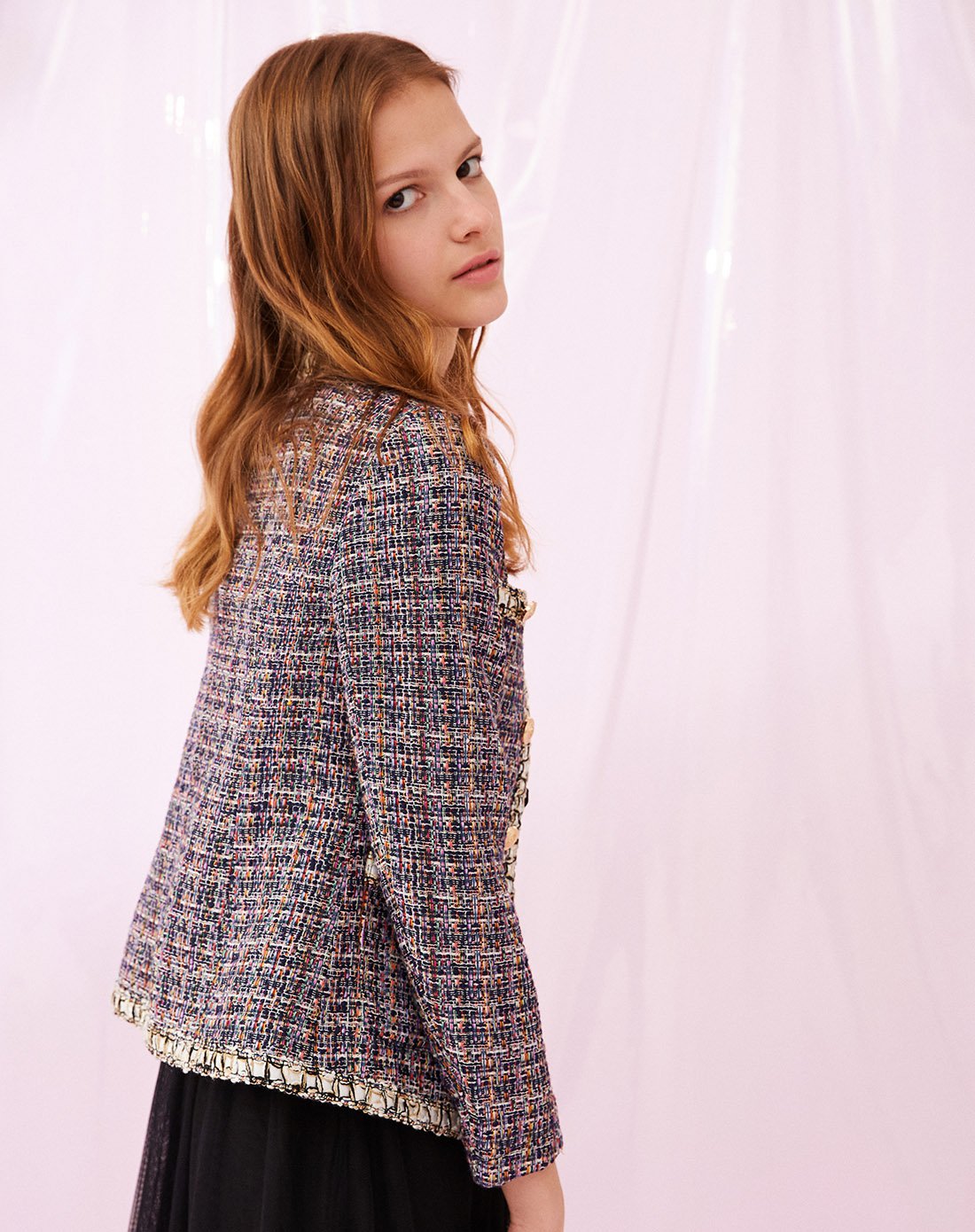 aike爱客女装呢子短款小香风外套2018新款女装春装粗花呢毛呢外套