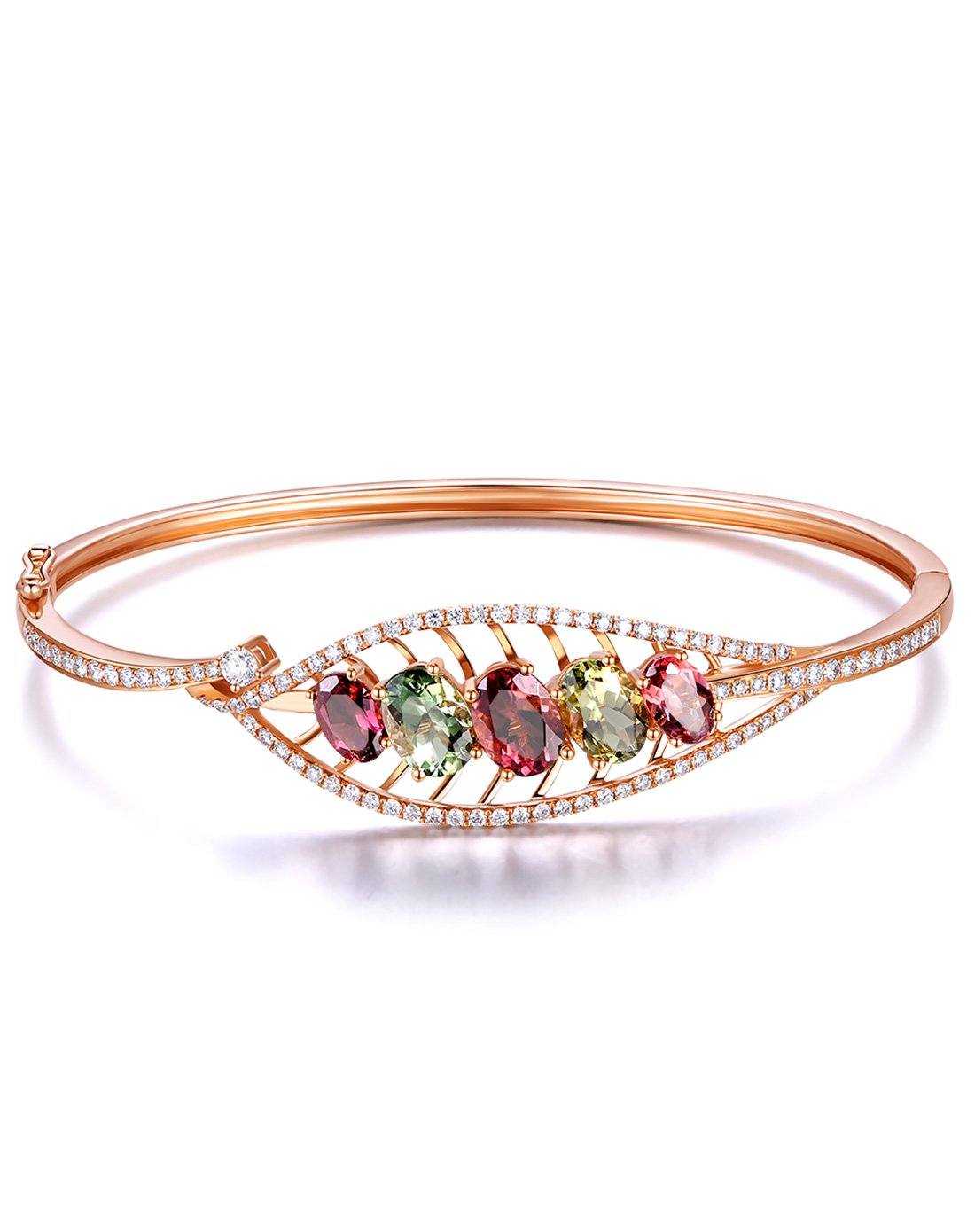 黛慕妮 18k玫瑰金红碧玺手镯