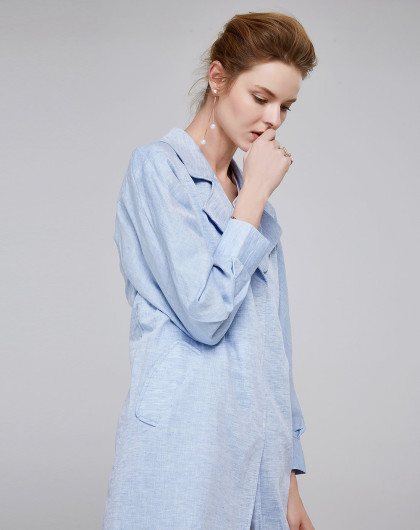 2018春夏新款女装欧美简约休闲气质上衣外套春秋风衣女中长款