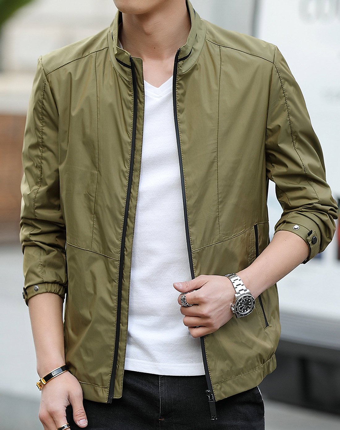 春季个性帅气男款立领男士夹克男士休闲外套男士外套男