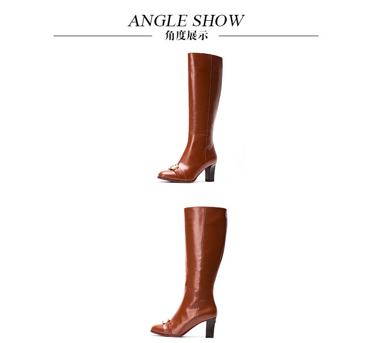 克雷斯丹尼chrisdien deny女鞋专场 意大利 cd锁扣油面胎牛皮中跟高筒