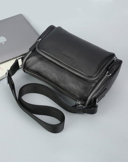 2018新款 红谷男包斜挎包时尚简约真皮男士斜挎包商务休闲单肩斜挎包