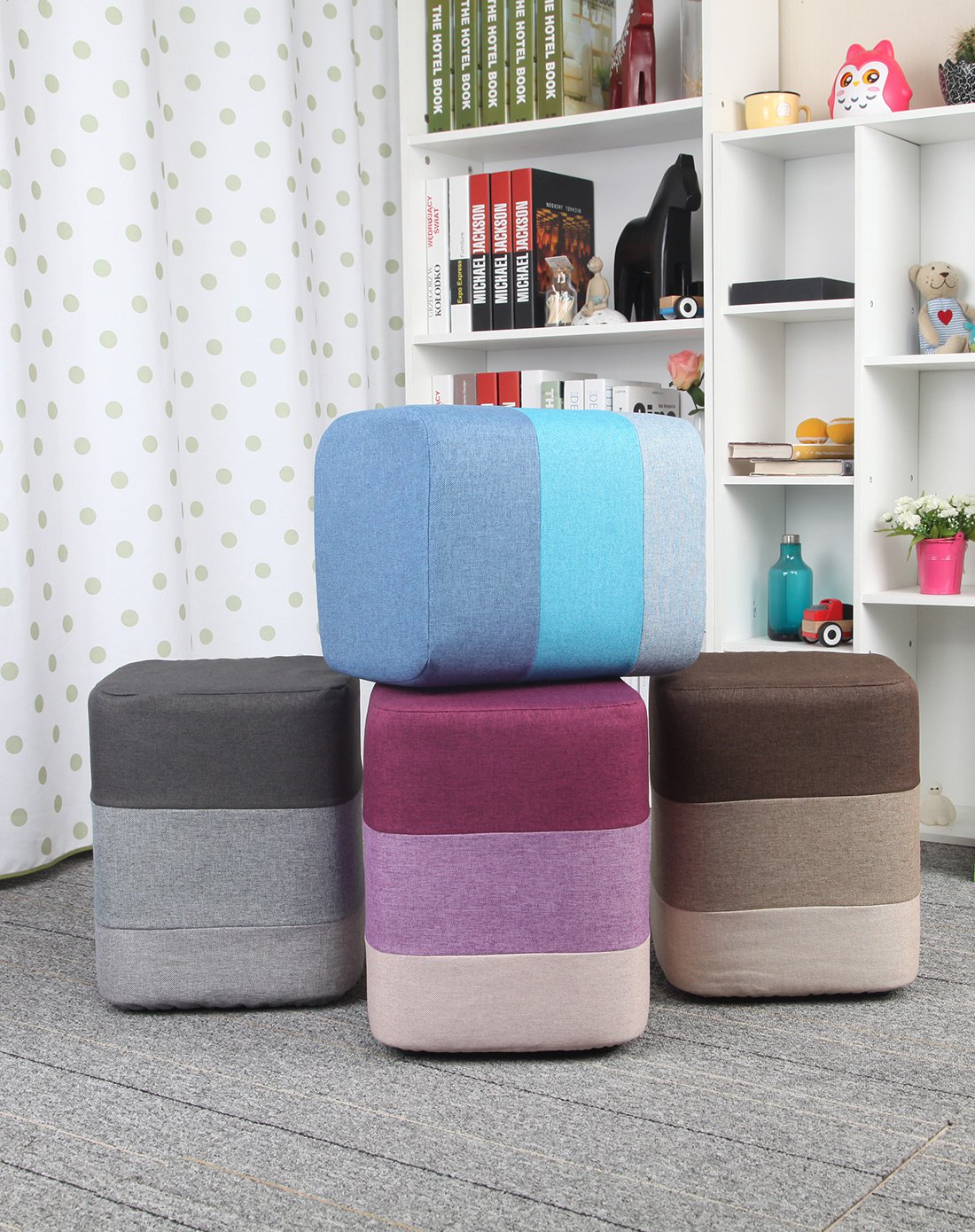 方形布艺彩虹凳软凳子踏脚凳矮墩子