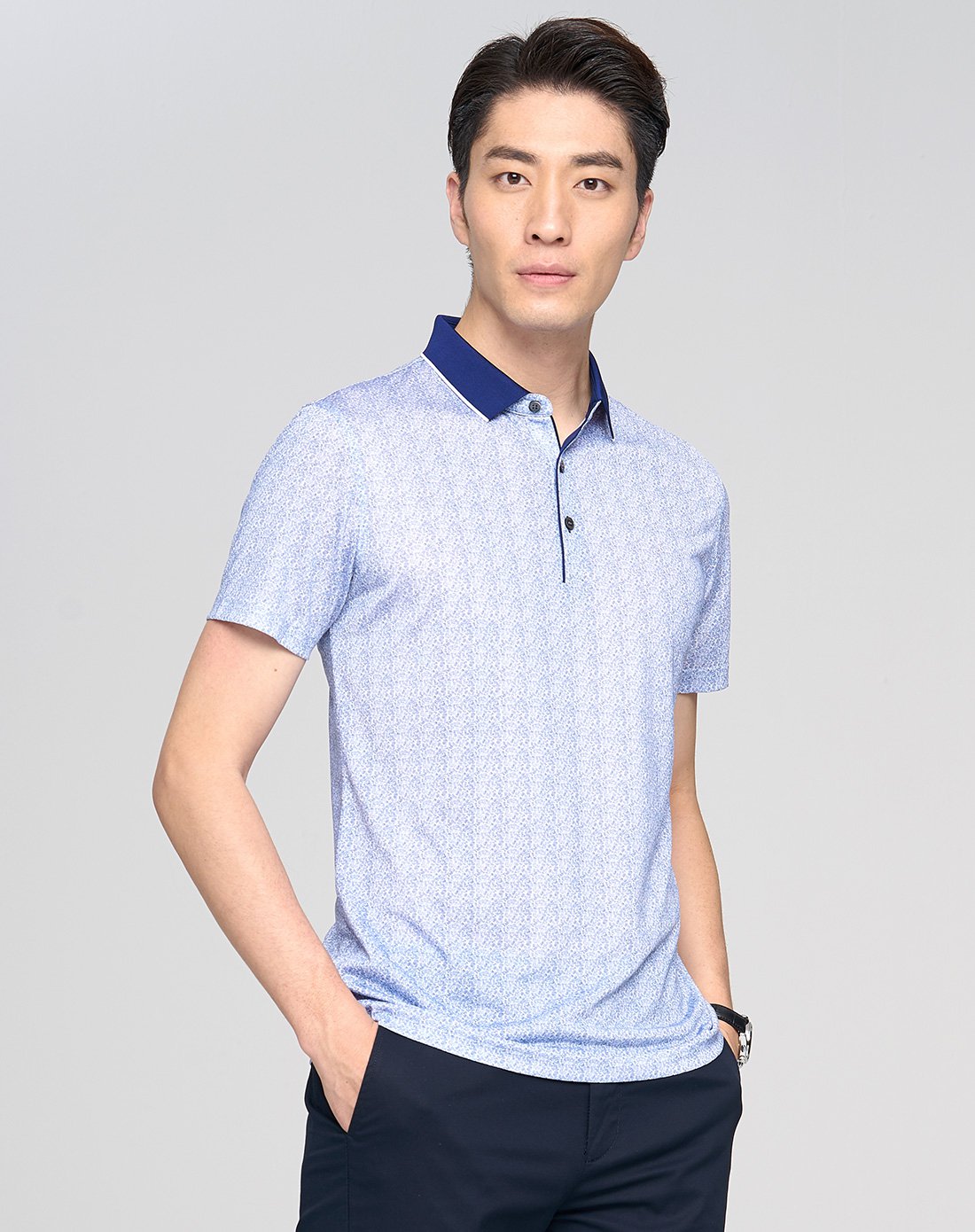 2018夏季新款男士polo商务休闲短袖桑蚕丝polo衫