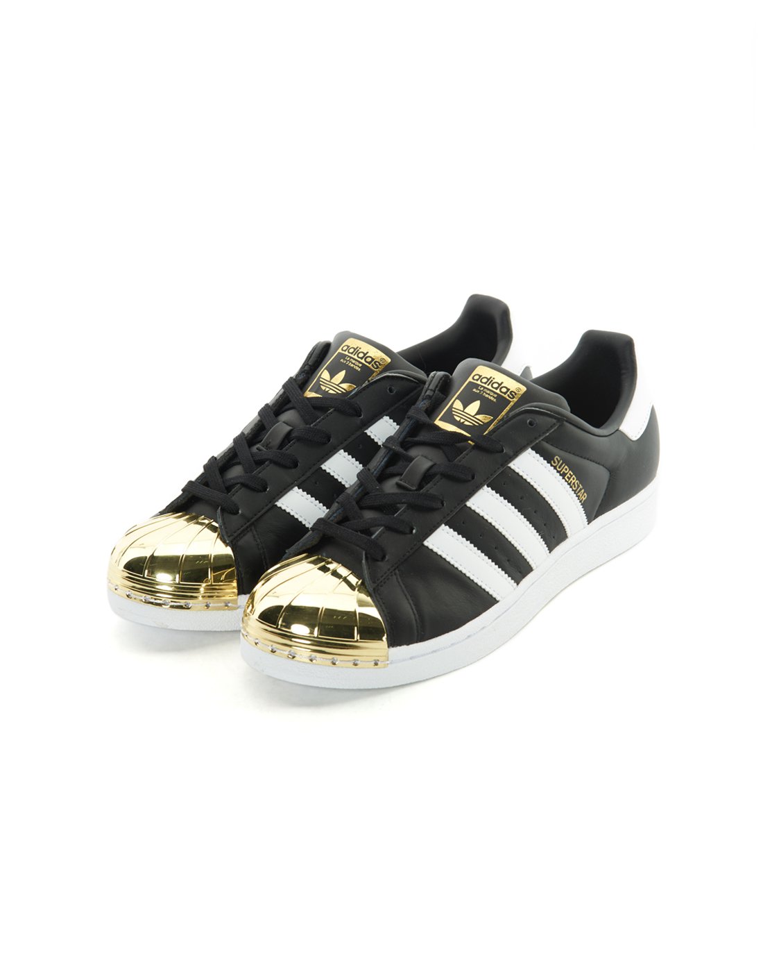 贝壳头 女款黑/白/金经典鞋 三叶草系列 阿迪达斯adidas