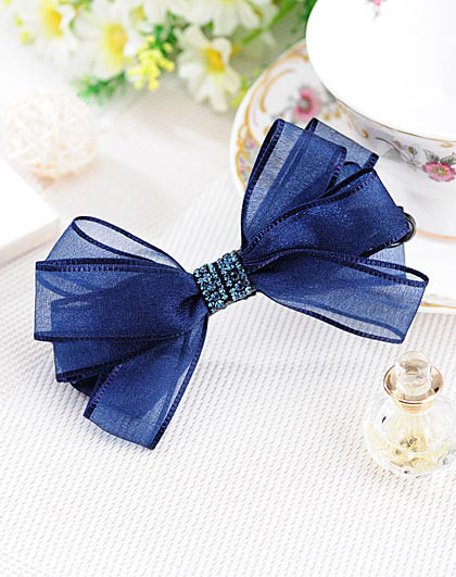 rena chris 发饰 发夹 蓝色蝴蝶结形香蕉夹 送礼 头饰