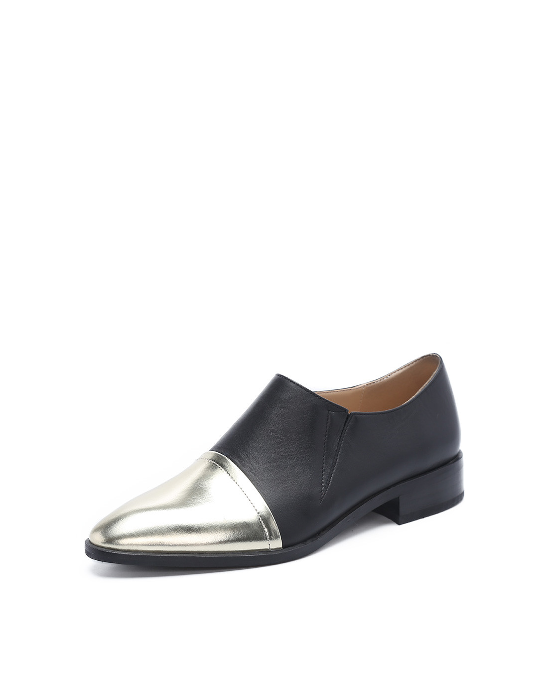 红谷女鞋 【牛皮】时尚尖头深口单鞋平底休闲鞋【拍大一码】