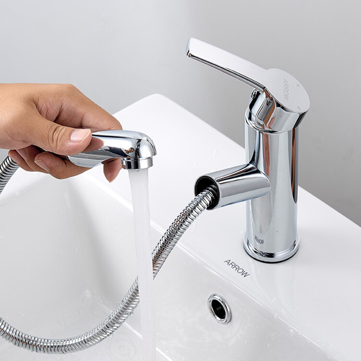 【精铜抽拉面盆龙头】冷热卫生间浴室柜伸缩洗手盆水龙头