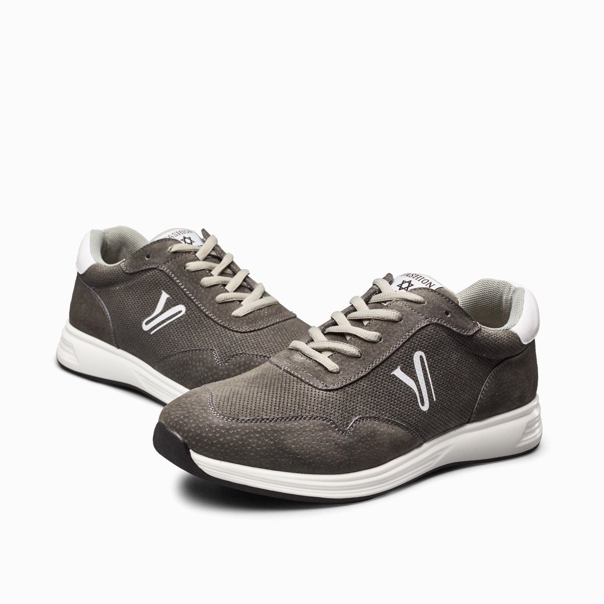 意尔康牛反绒革时尚系带减震运动风跑步鞋休闲皮鞋男鞋