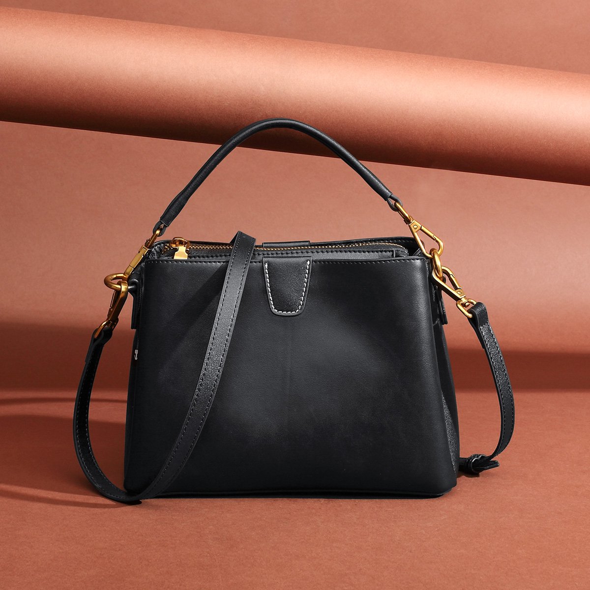 老人头女款牛皮时尚简约女式斜挎包女包