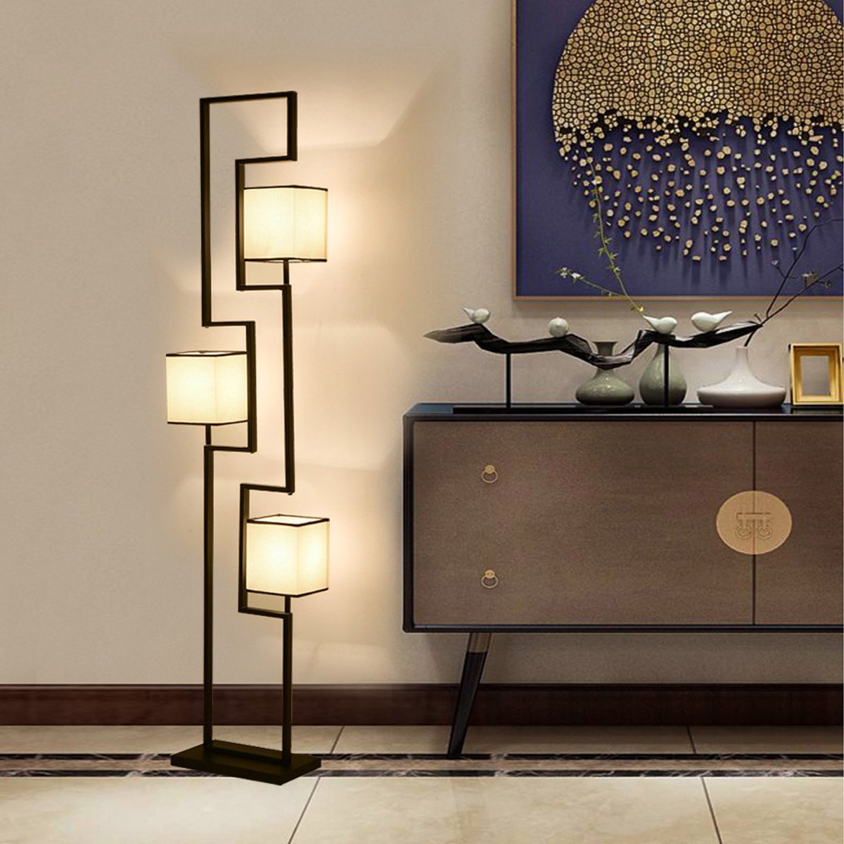 领派现代新中式落地灯中国风客厅古典书房led地灯卧室铁艺灯