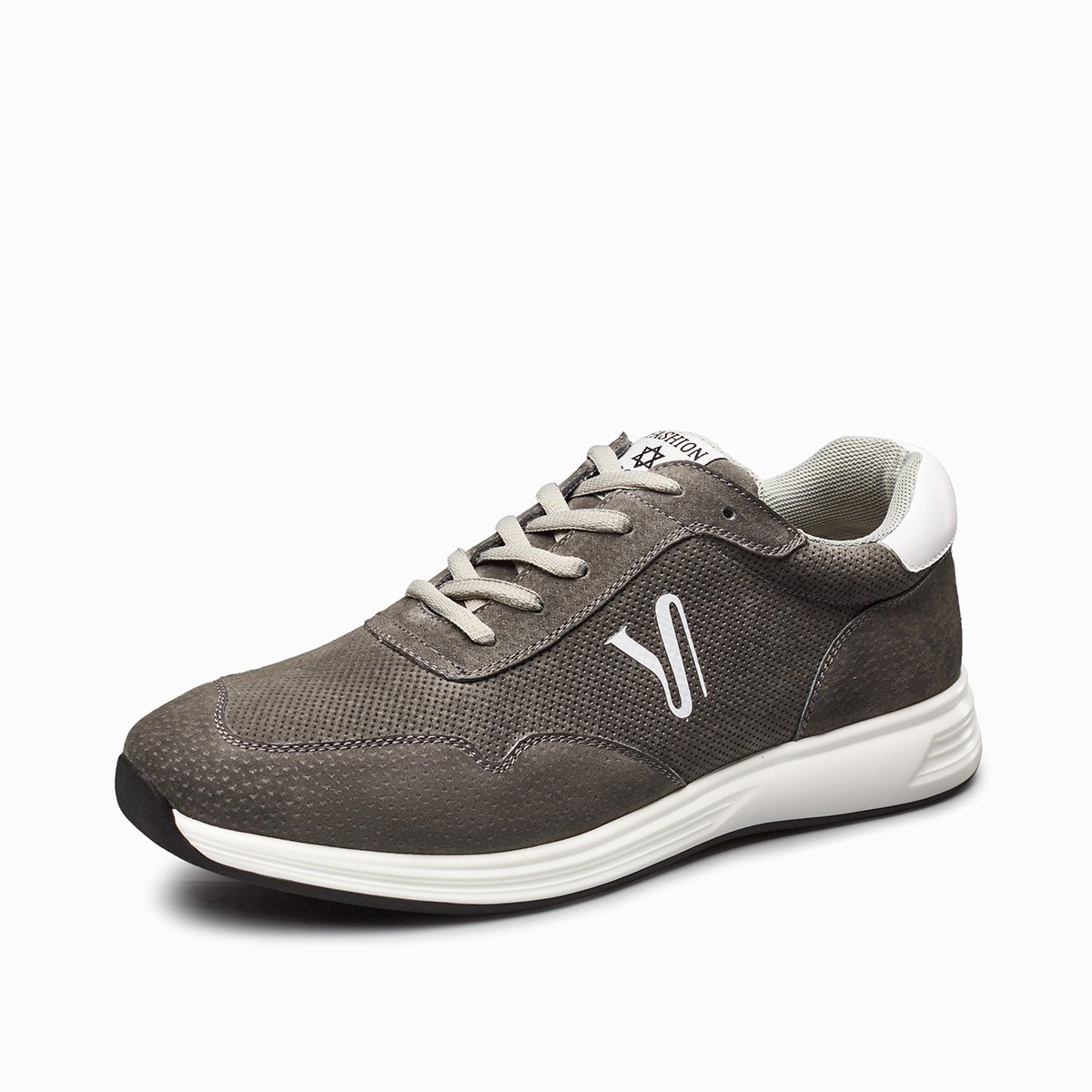 意尔康牛反绒革时尚系带减震运动风跑步鞋休闲皮鞋男鞋