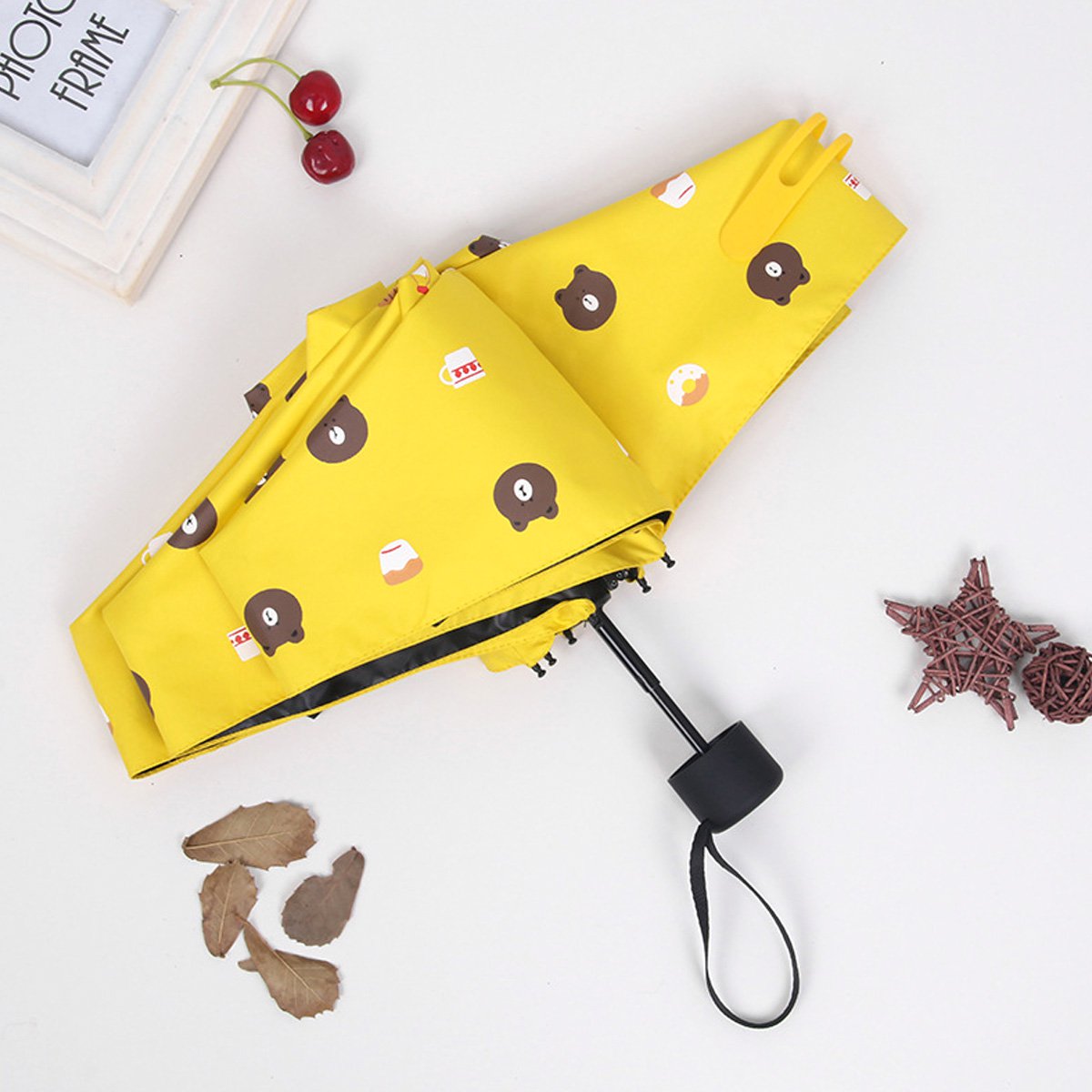 小熊印花黑胶遮阳防晒防紫外线晴雨两用伞