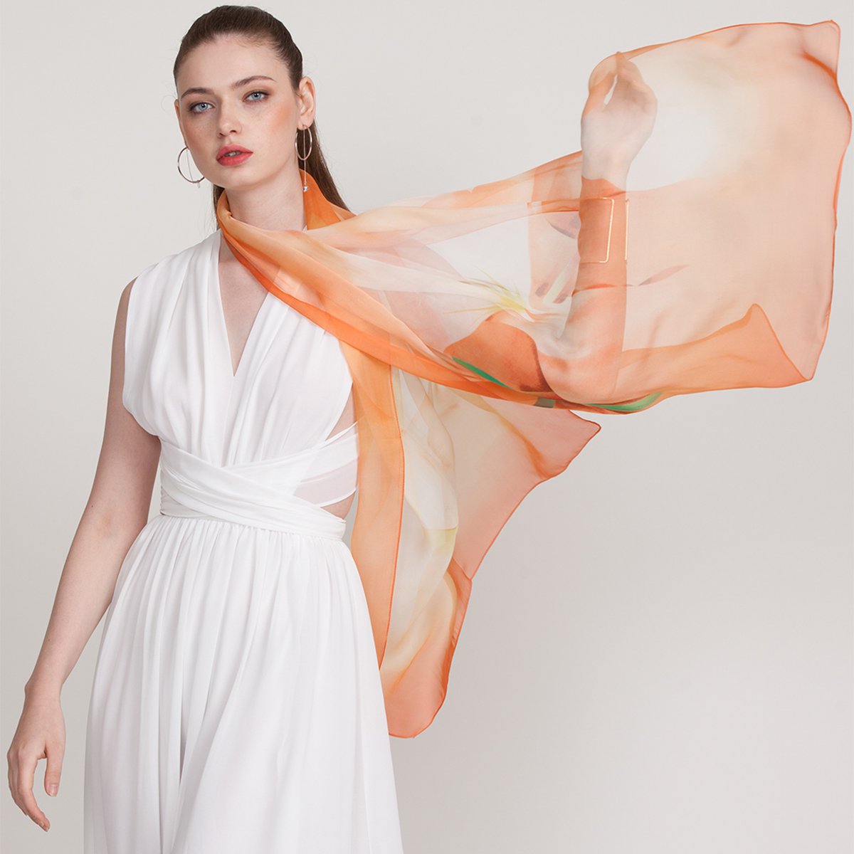 四季通用真丝丝巾旅游拍照必备丝巾腰带女 装饰裙子中长款真丝披肩