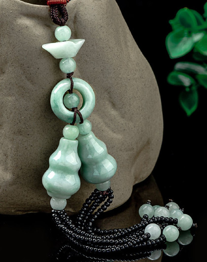 紫气东来 天然冰糯种浅绿葫芦玉石(多用)翡翠玉挂件 送礼佳品