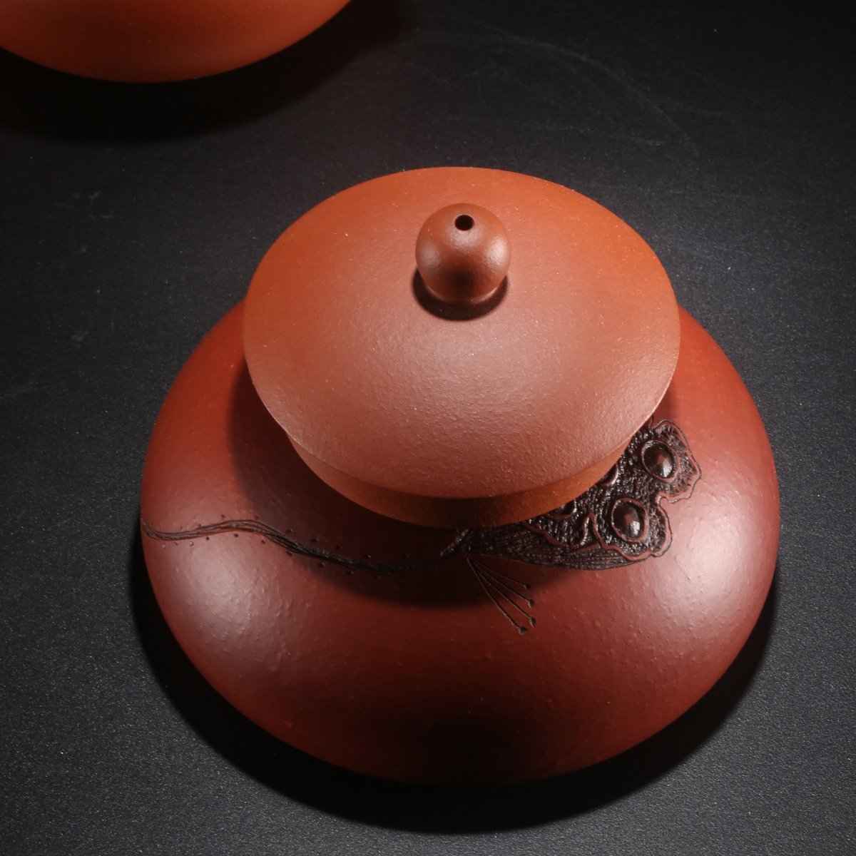 宜兴紫砂 玉乳 手工制刻花莲藕 紫砂盖托 原矿紫砂泥 盖置 紫砂壶盖子