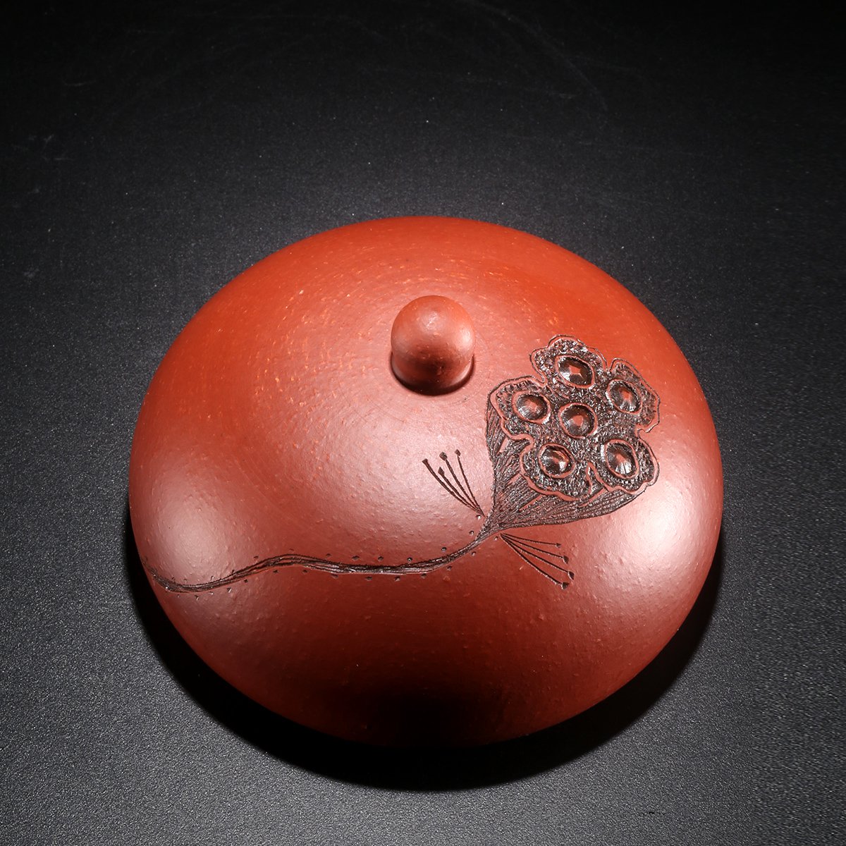 宜兴紫砂 玉乳 手工制刻花莲藕 紫砂盖托 原矿紫砂泥 盖置 紫砂壶盖子