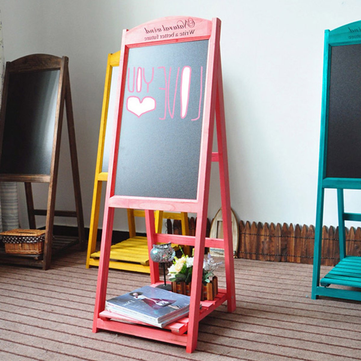 实木多功能黑板架