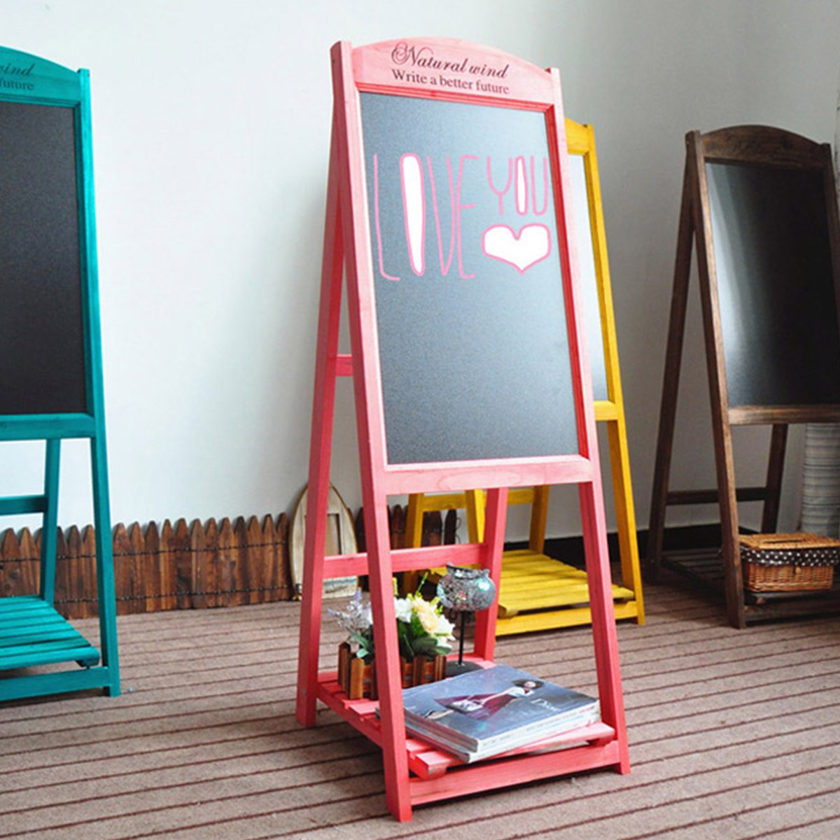 实木多功能黑板架