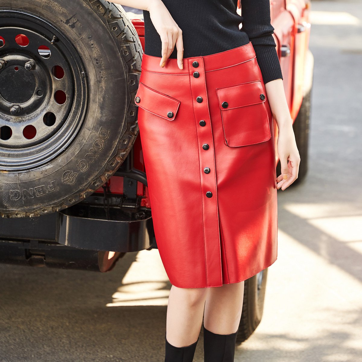 雪豹皮衣皮草立体贴袋时尚a型真皮皮裙wbn00824 l10hzmtgkk55a_唯品会