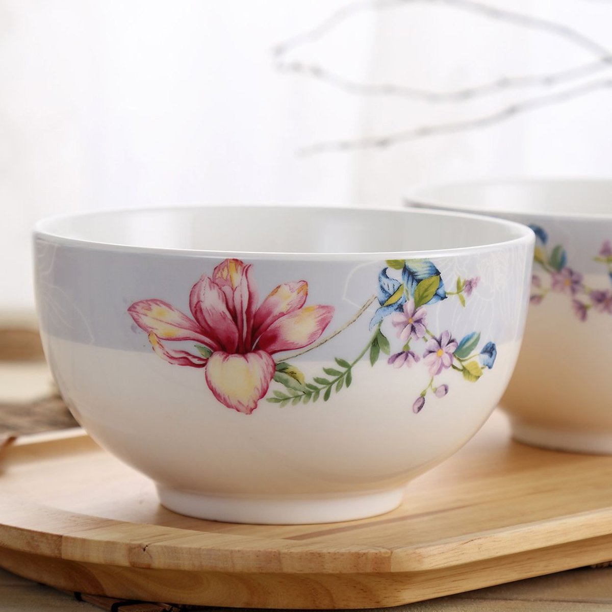 樱之歌餐具碗碟碗套装碗盘创意个性6英寸2件套陶瓷汤饭碗