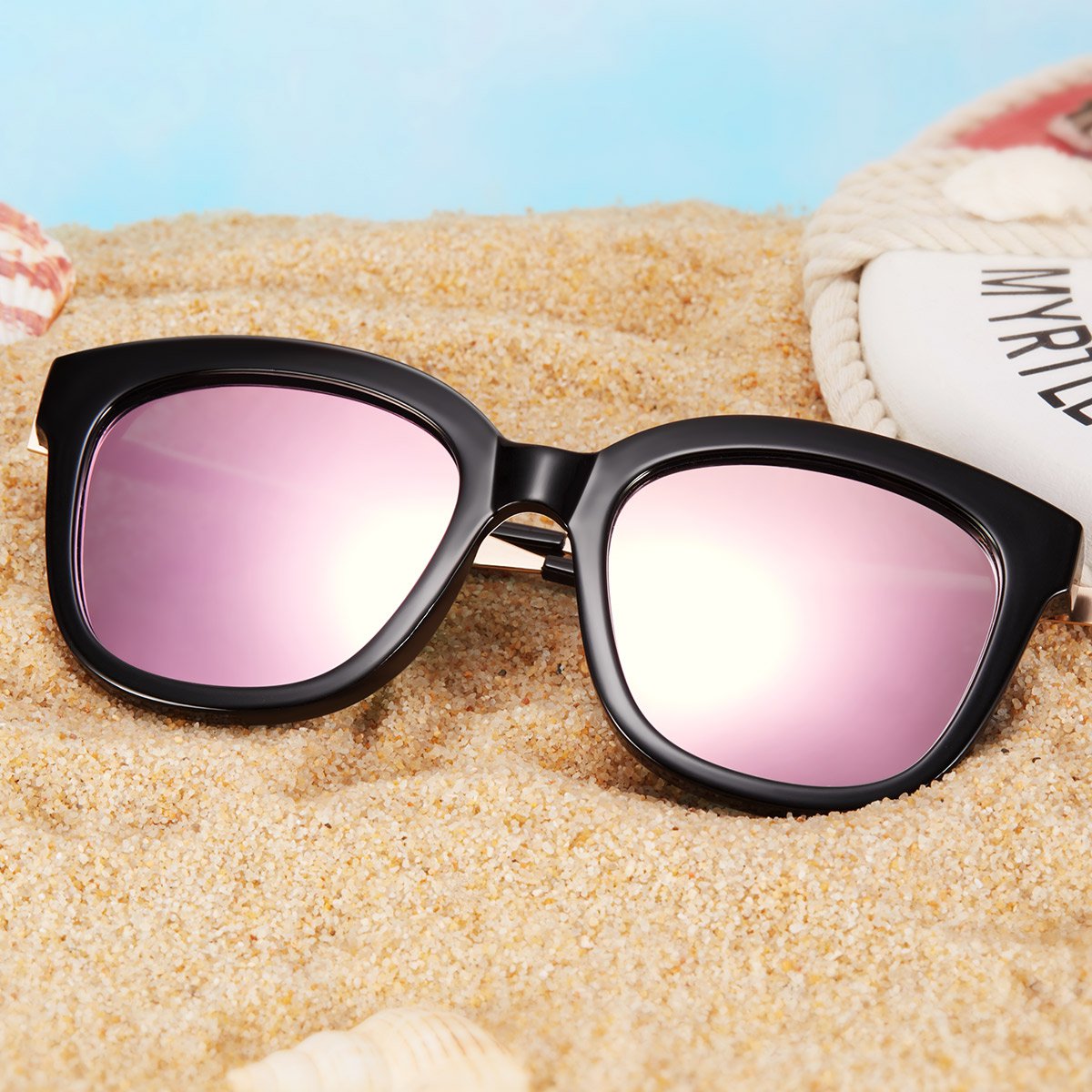 elegant 女士时尚偏光太阳镜 大框小脸墨镜 女款防晒防紫外线太阳眼镜