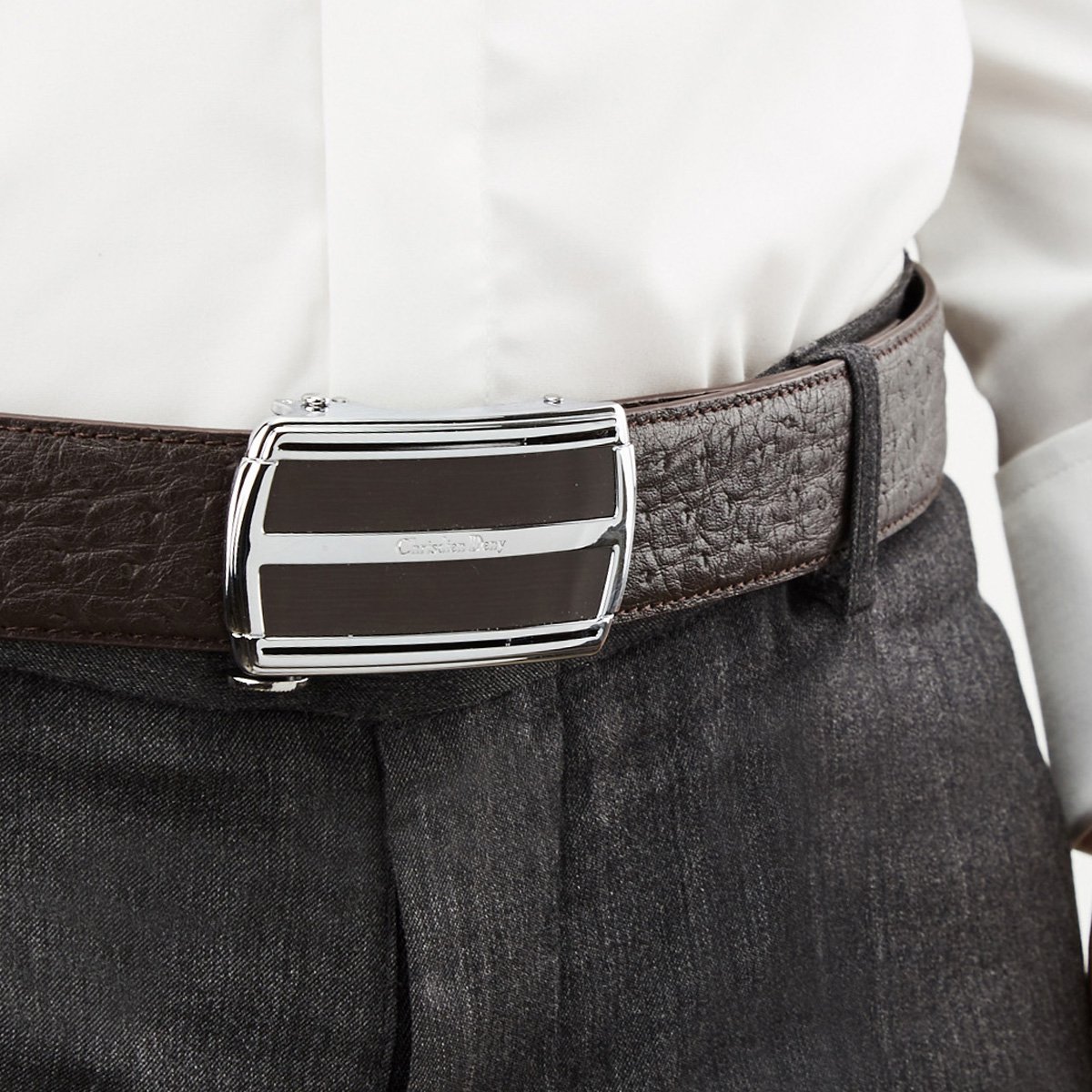 新品尊贵鸵鸟纹啡经典绅士自动扣皮带商务男士裤腰带