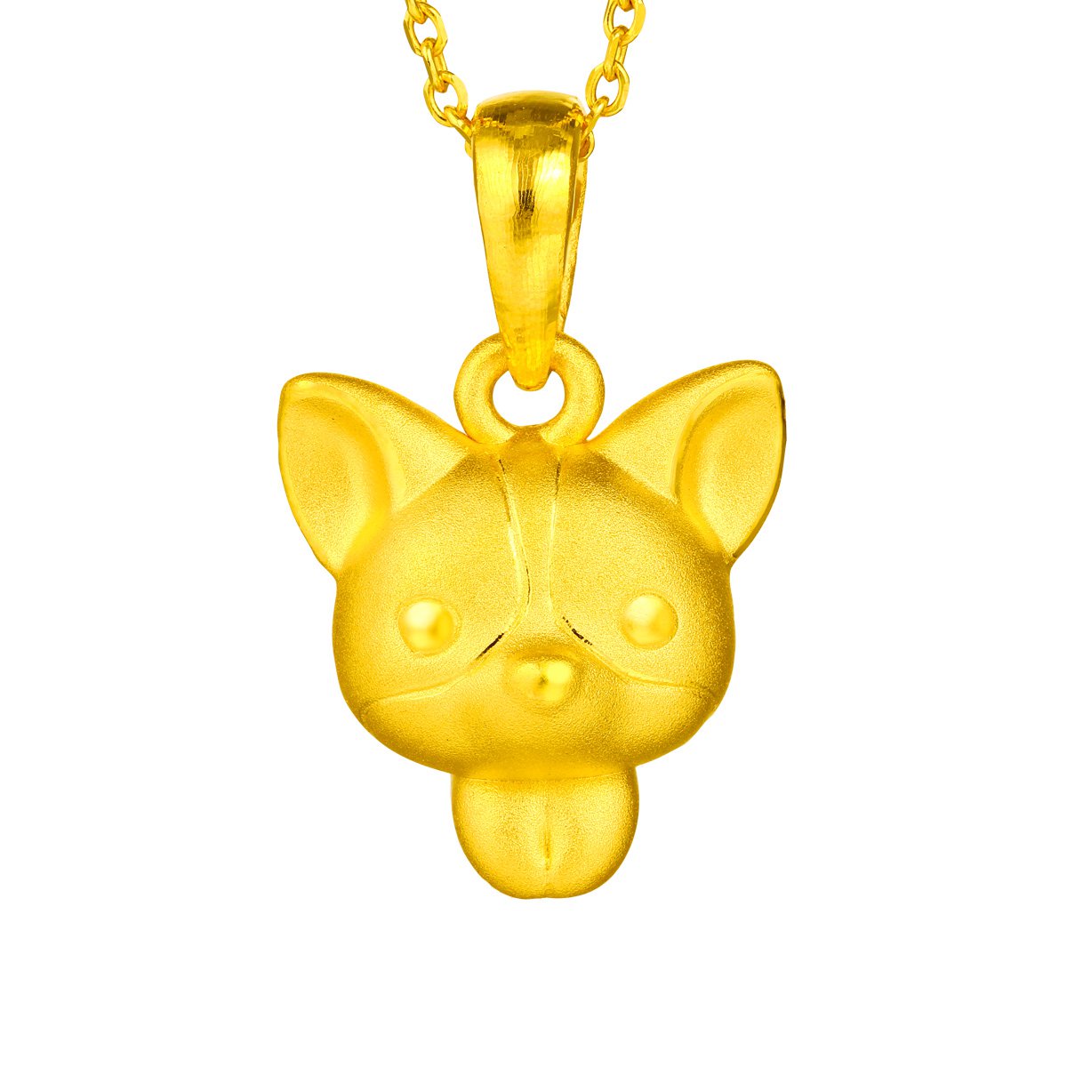 翠绿 硬金小狗黄金吊坠(计价/不含链)