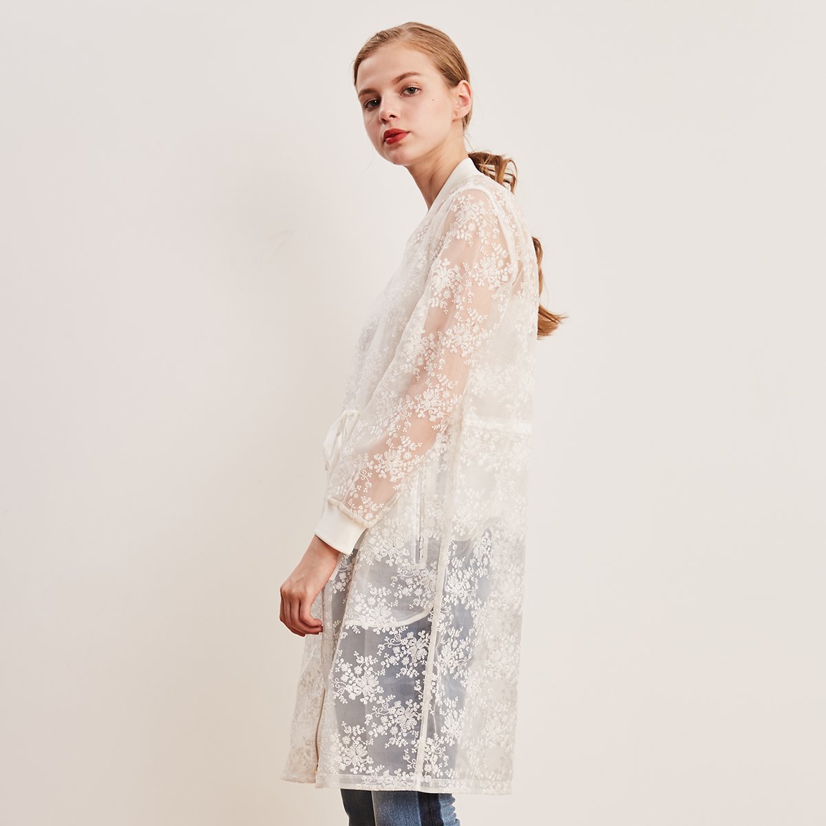 纳薇naivee欧根纱刺绣外套