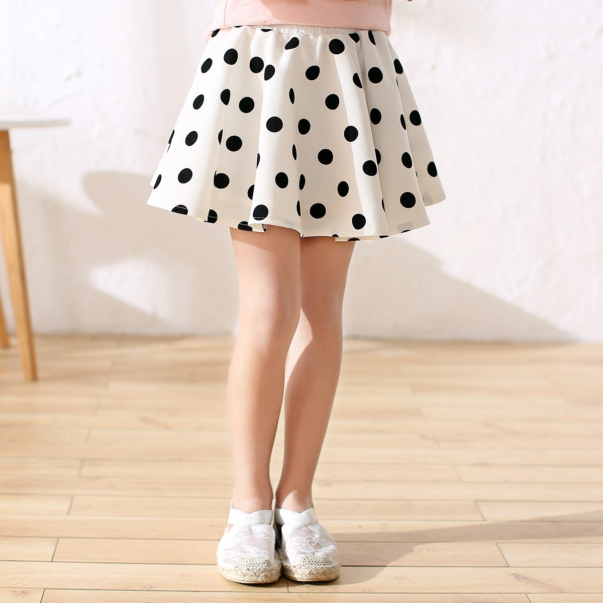 布布发现童装2018春装女幼童儿童裙子斑点短裙宝宝a字半身裙子